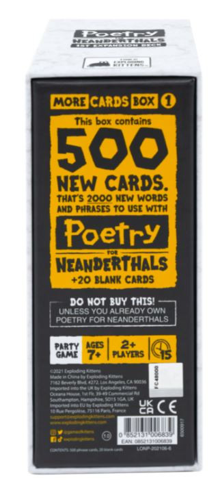 Poetry for Neanderthals : More Cards Box 1 Expansion